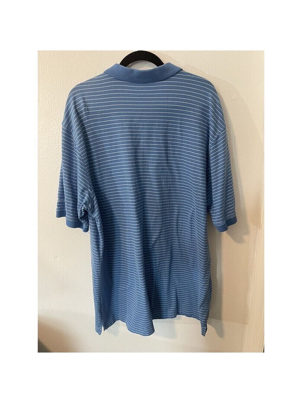 Masters Golf Polo Shirt Blue & White Striped Size XXL Cotton Mesh 2 Ply Logo - Picture 5 of 9